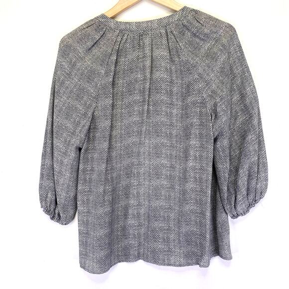 Joie Addie B 100% Silk Top Womens Sz S Gray Caviar Print Peasant Balloon Sleeve - Picture 6 of 10